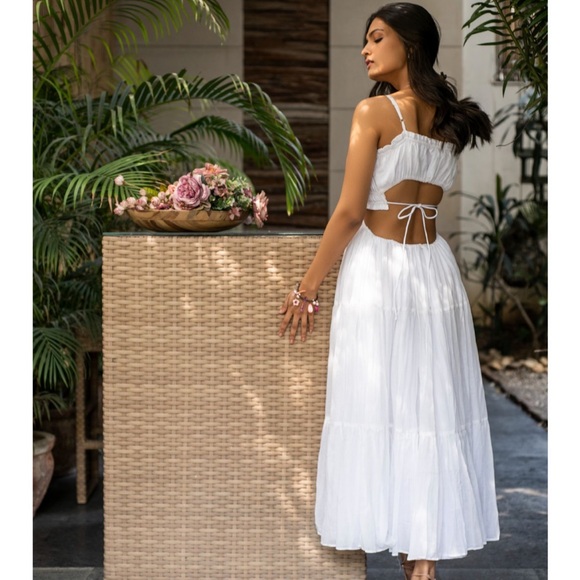 White Midi Sundress with Open Back - Picture 6 of 8